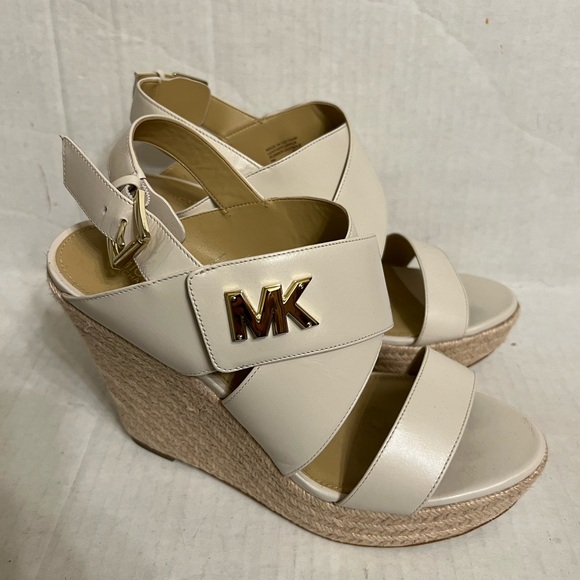 MICHAEL Michael Kors White Leather Wedge Sandals - Picture 2 of 16